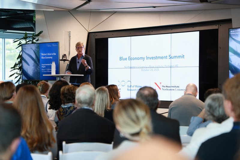 Chellie Pingree giving a keynote address.