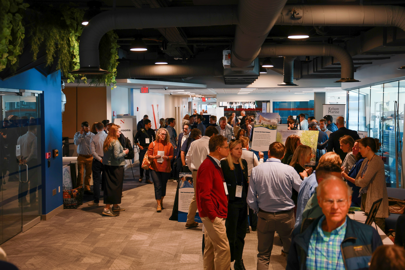 A busy exhibition hall.