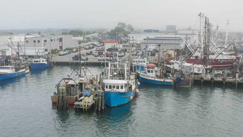 A boat yard on the New England coast.
