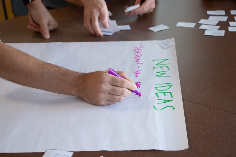 Hand writing on a poster.