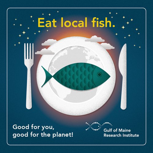 This is a poster promoting more consumption of local seafood.