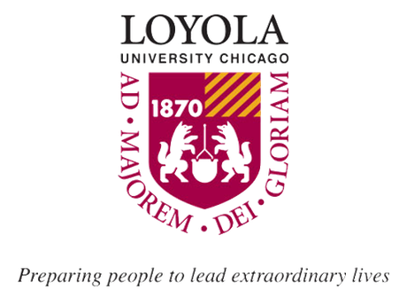 This is a black, red, and yellow logo for Loyola University in Chicago.