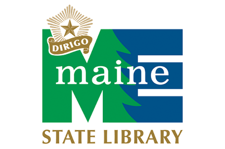 Wavy page like icons in blue and green are on the left of the graphic, and MSL in blue font is on the right, above the words "MAINE STATE LIBRARY" in black font.