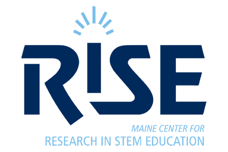 This is the logo for the RiSE Center at UMaine. The word RiSE is in blue.