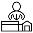 Icon showing a person above GMRI lab building with an arrow pointing down towards the building
