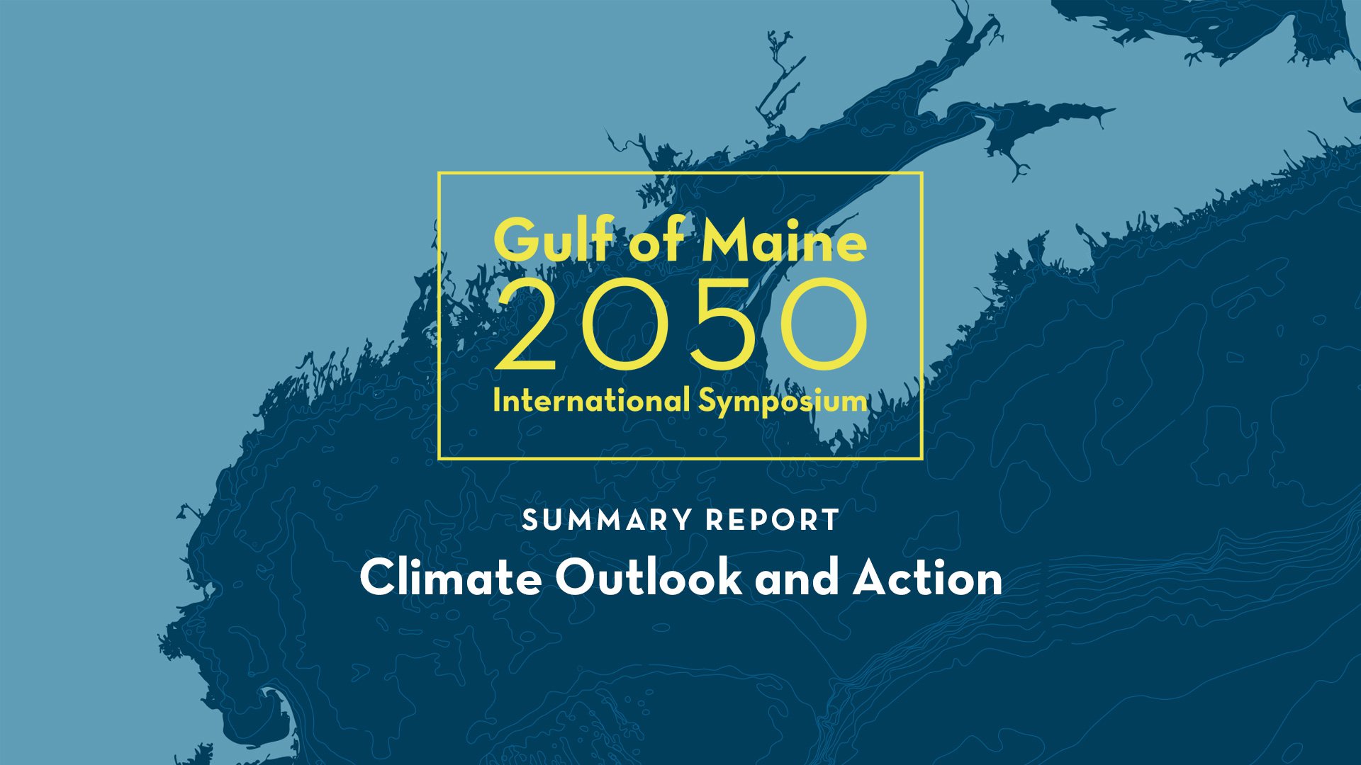 Shades of light and dark blue outline the Gulf of Maine, and the text is in yellow.