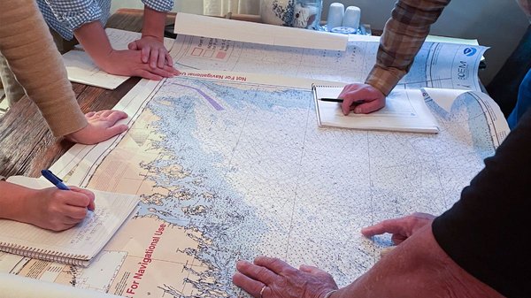 Hands over a map.