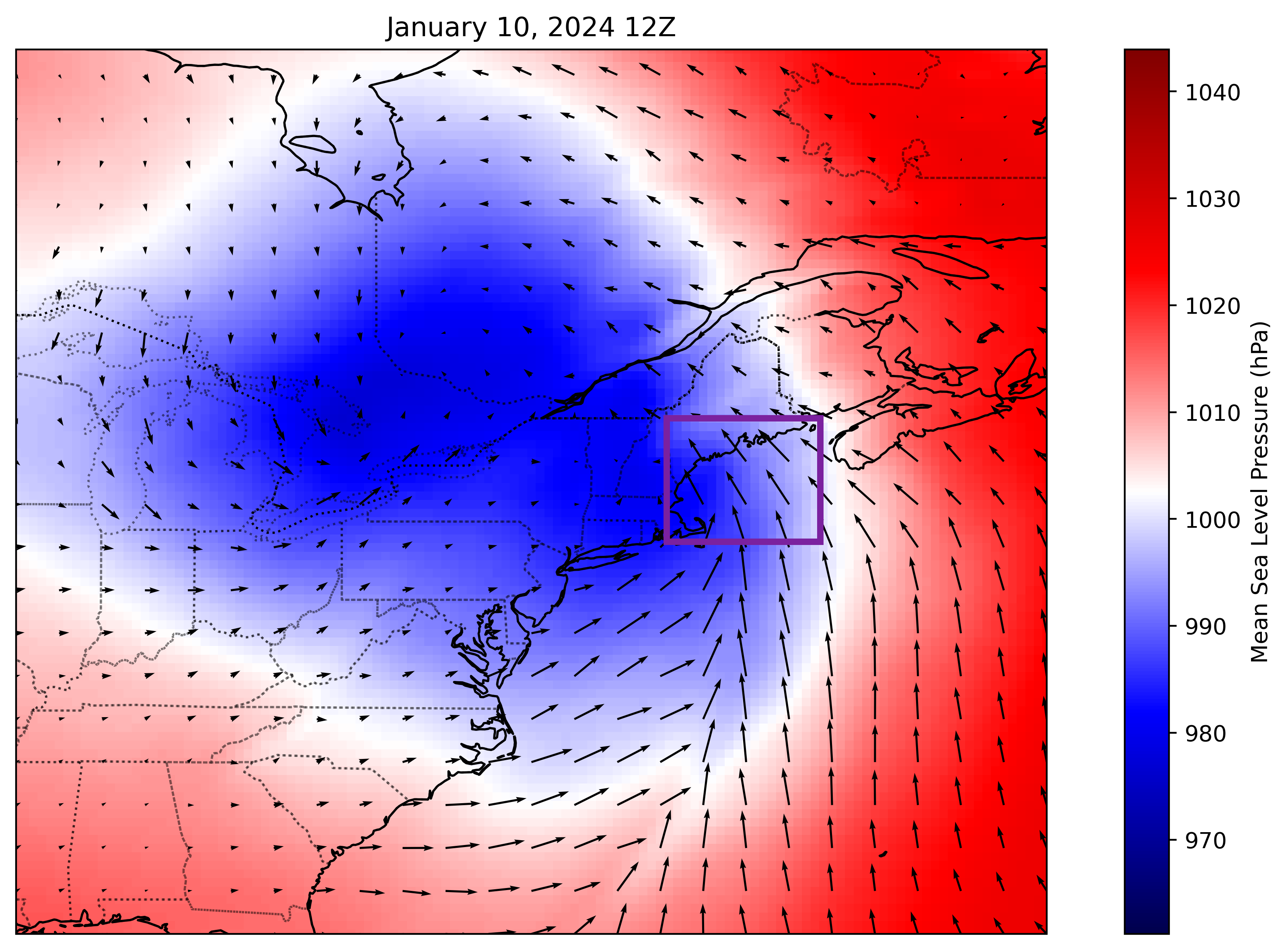 The January storms in 2024 were Sou'easters, so the wind direction pushed water directly onto shore, leading to high storm surge on top of already high tides.